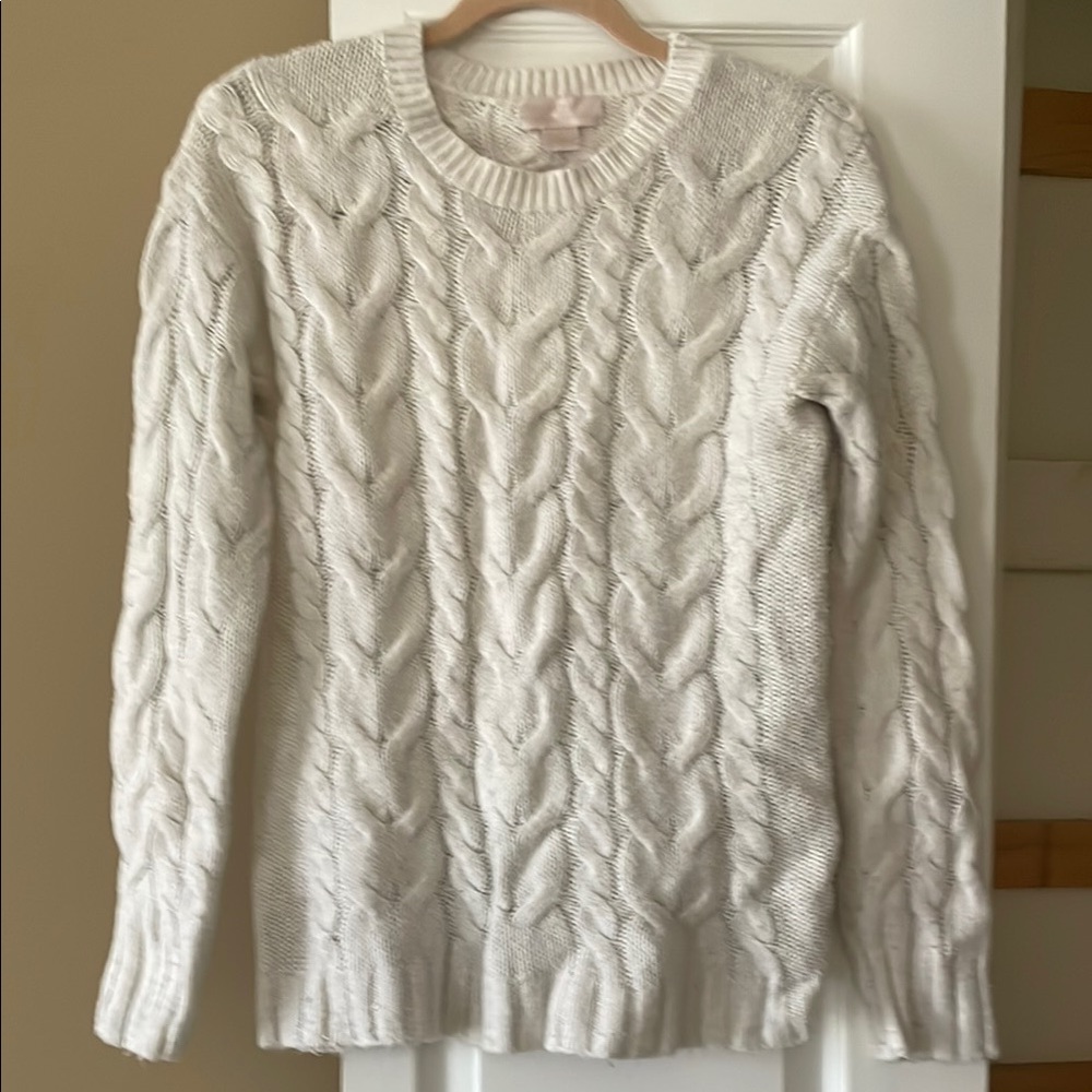 Women's White Cable Knit Sweater